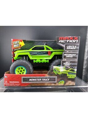 Maxx Action Monster Truck Toy With Lights Sounds & Motorized Drive